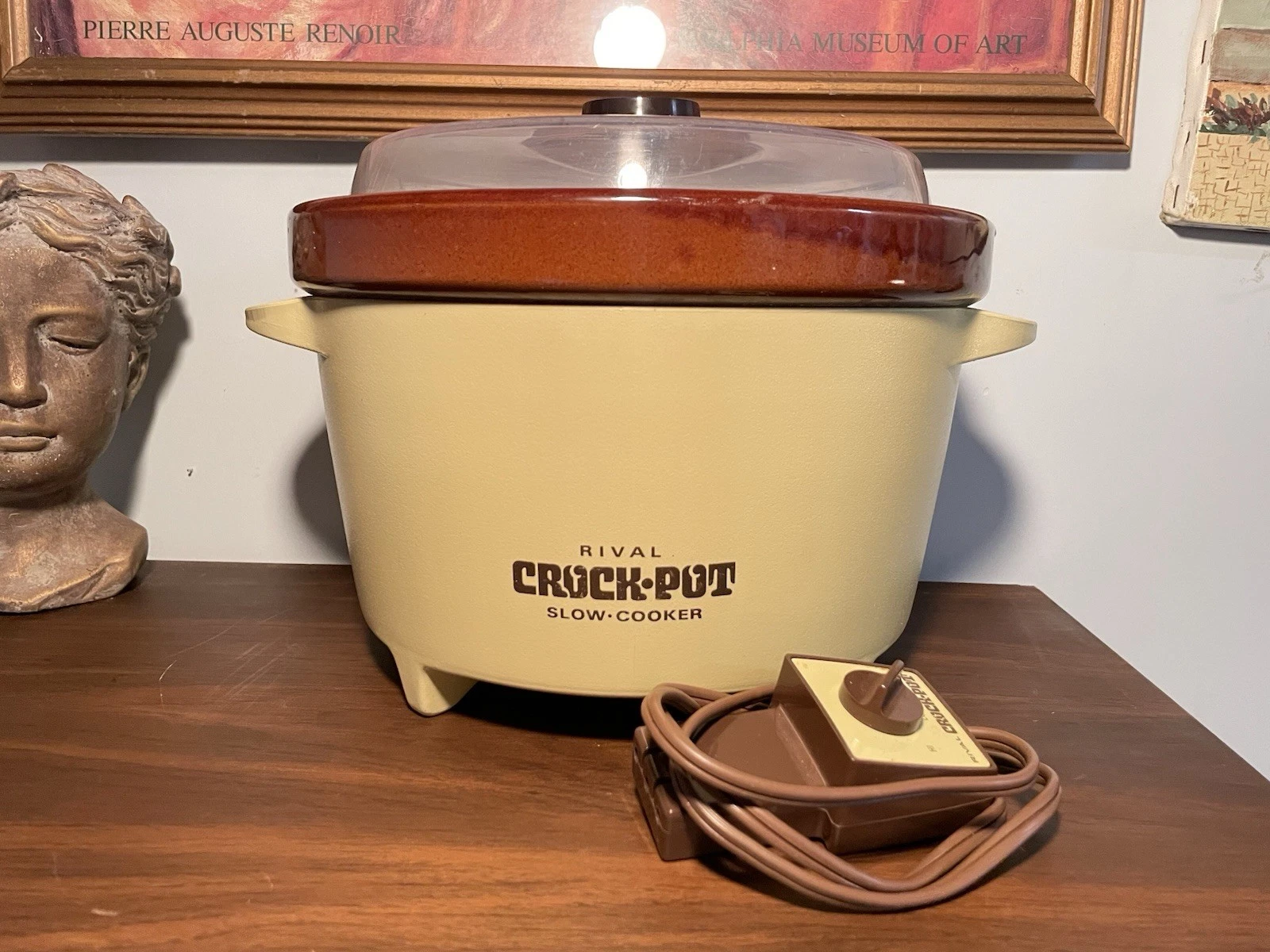 Vintage Rival Deluxe Crock Pot Slow Cooker 5 Qt Tan Model 3300-2 1970s