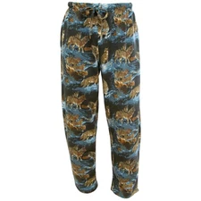 Woodland Creek Men's Wolf Print Lounge Pants in Grey & Blue, Medium