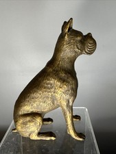 Solid Cast Iron Boxer Dog Statue Figurine Tabletop 6&rdquo; Sculpture Bronze Finish