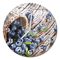 Stilvolle Wanduhr Mit Leisem Uhrwerk Blaubeeren Im Korb WeißE Zeiger Fi30 Cm