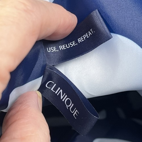 Clinique x Kate Spade Shopping Shoulder Tote Bag~Navy White Stripe~ Green Strip - Picture 14 of 14