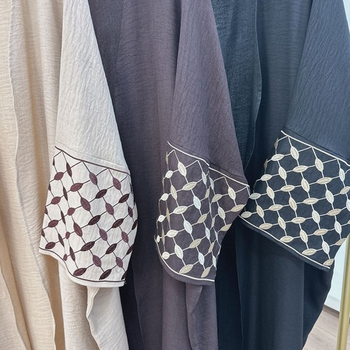Muslimischer offener Kaftan Stickerei Damen Cardigan langes Kleid Abaya Dubai Kimono Morgenmantel - Bild 18 von 27