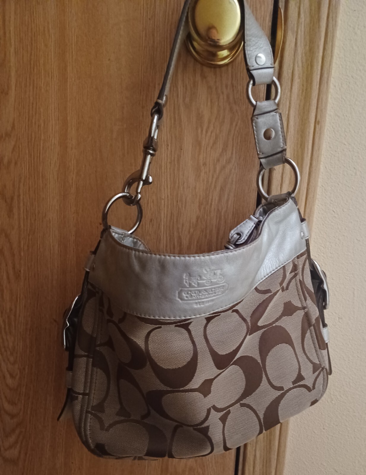 Coach Zoe Bag Hobo Handbag Purse 12657 Silver Brown J… Gem