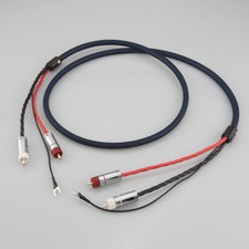 5N Silver Plated Hifi Audio Phono Tonearm Cable 2 RCA to 2 RCA Spade Ground Wire