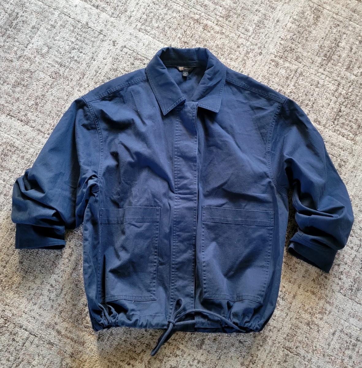 NWT Frye Navy Blue Crop Anorak Oversized Cotton Lightweight Jacket