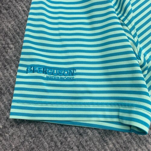 Peter Millar Polo Shirt Mens XL Blue Turquoise Striped Stretch Performance Golf - Picture 4 of 10