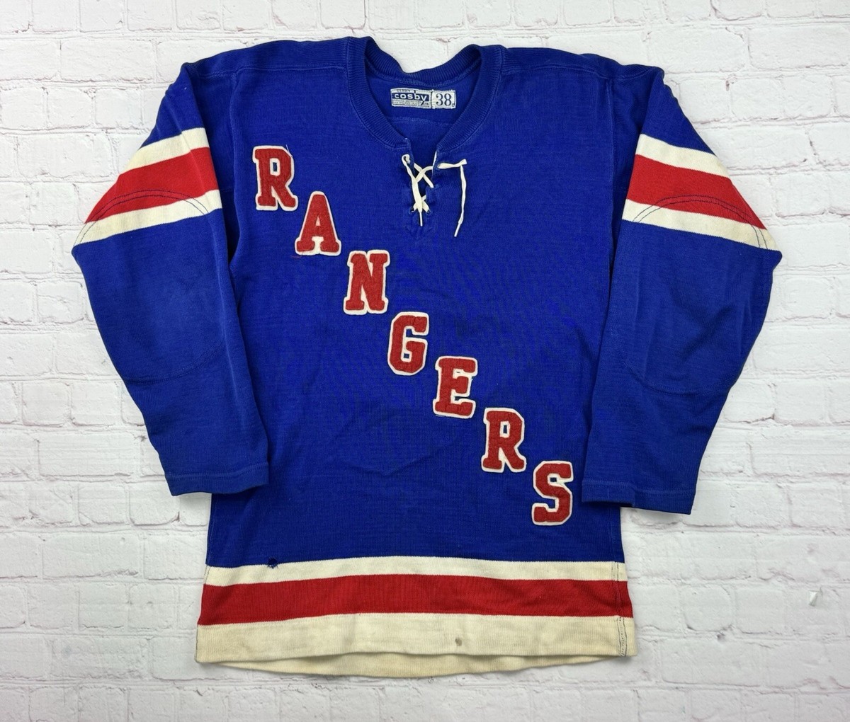 VTG 1950's/Early 60's New York Rangers Pro Style Wool Knit Cosby