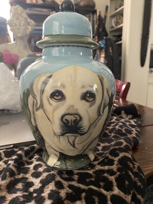 Custom ceramic Golden Retriever memorial Pet URN DOG Labrador Urn cremation  Rare