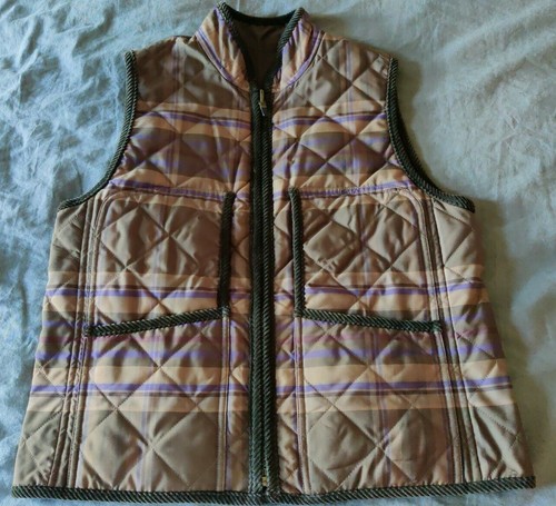 Ralph Lauren Crested Reversible Brown Plaid Vest Equestrian Quilted Cord MEDIUM - Picture 9 of 12