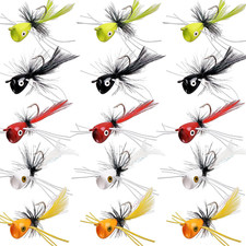 Fly Fishing Popper Flies Kit,15Pcs Bass Poppers Lures Dry Flies Fly Fishing Popp