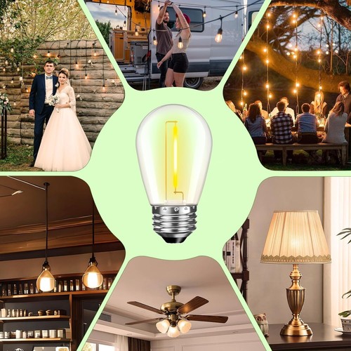 15Pack Waterproof S14 LED Light Bulbs Outdoor String Lights Replacement E26 Base - Picture 8 of 8