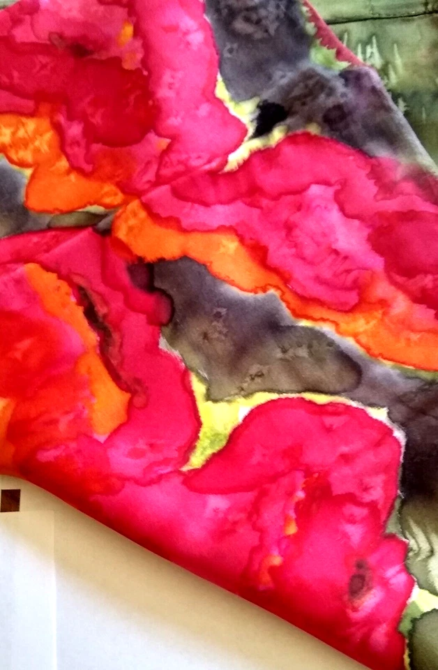 100% SILK Hand Painted 16" Square Pillow Cover Zip NEW B - Image 2 of 4