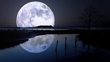 Landscape lake trees night moon moonlight nature Custom Gaming Mat Desk