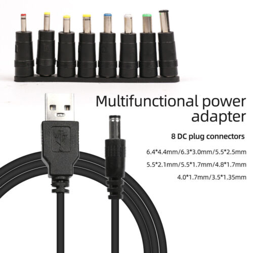 Universal Power Cable USB to DC 5.5 * 2.1mm Jack 5V Charging Cord 8 in 1 - Picture 4 of 7