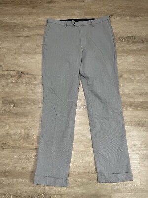 Uniqlo Pants Mens Sz 34x34 Gray Pattern Dress Slacks Mid Rise Straight Fit  | eBay