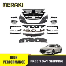  Front Bumper Cover Full Body Kit W/Grille & Fog Light For 18-20 Honda Accord 