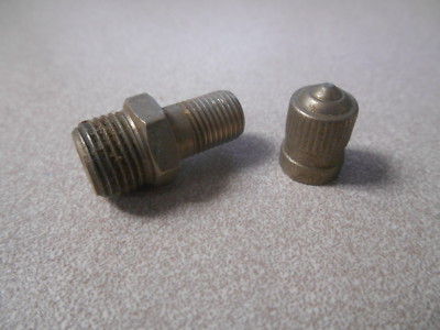NOS Metal Tire Valve Dome Cap & Schrader Short Tank Valve #3C