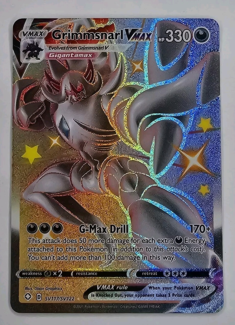 Grimmsnarl VMAX SV117/SV122 Shining Fates Full Art Holo Pokemon TCG NM