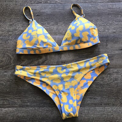 Blackbough Swim Bikini Orange Blue Paint Splatter Print Piece