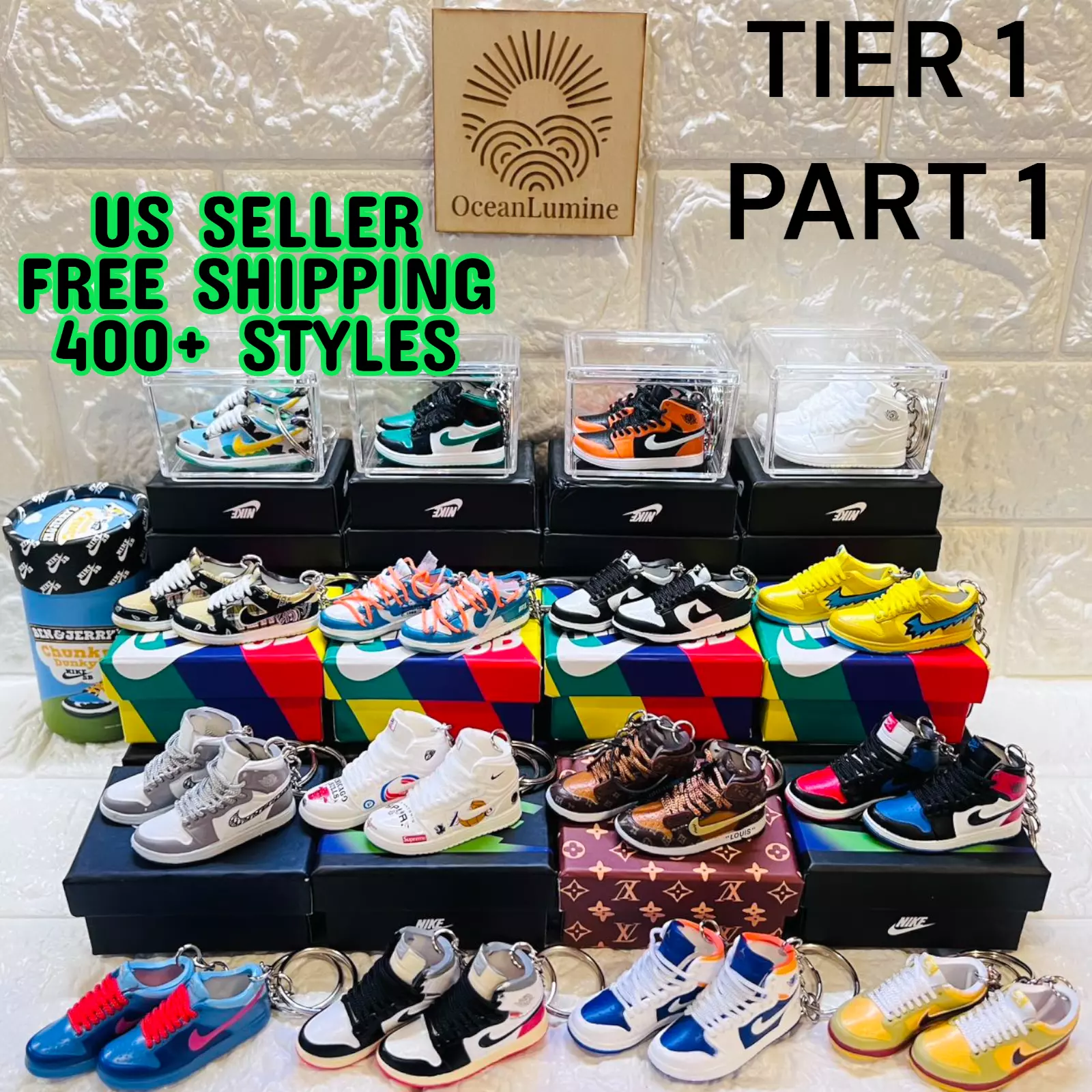 PARTIE 1  Jordan SB Dunk porte clés de collection mini porte clés avec boîte d'affichage