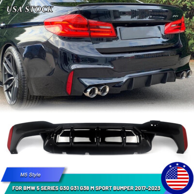 Gloss Black Rear Diffuser For BMW 5 Series G30 G31 G38 2017-23 W/ M Sport Bumper