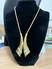 Vintage Crown Trifari Gold Tone & Clear Rhinestone Necklace &Trifari Jewelry Box