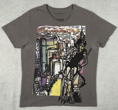 Tom Christopher Threads 4 Thought Graffiti Art Gray T-Shirt Men s Size L