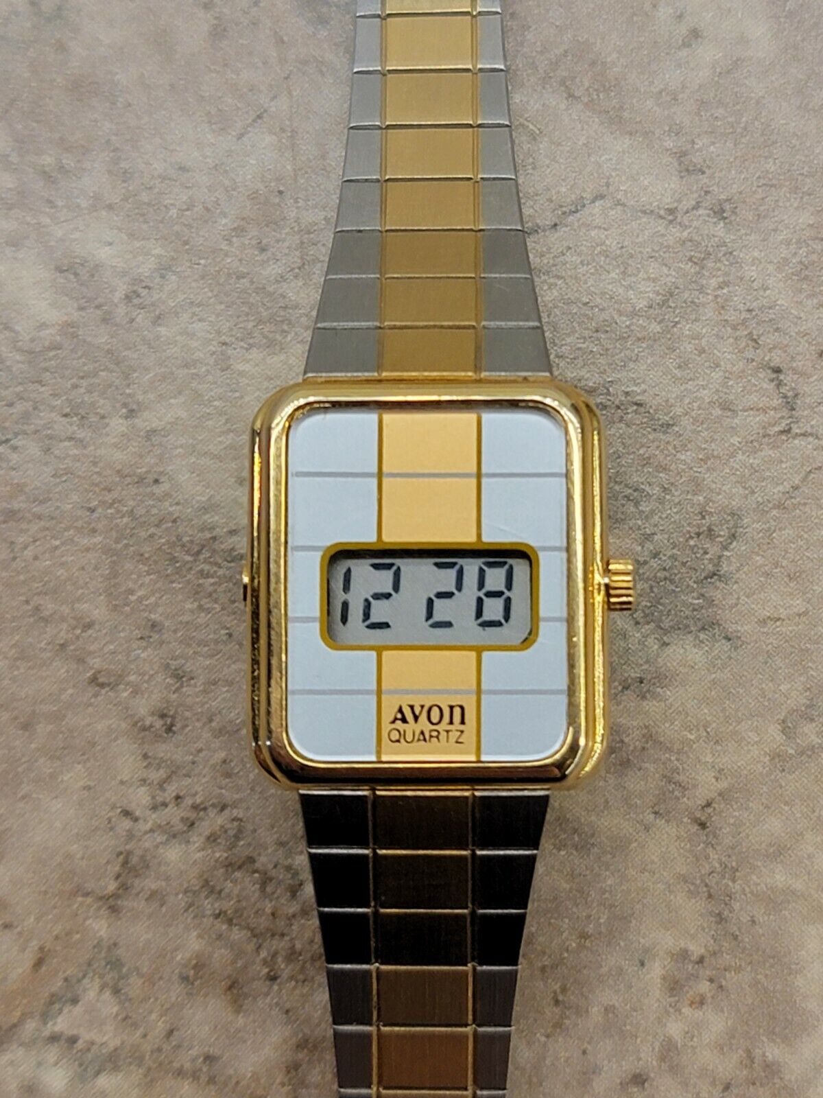 Avon “You’re Beautiful” Quartz LCD Ladies Watch 2-Tone Stainless Excellent Cond.