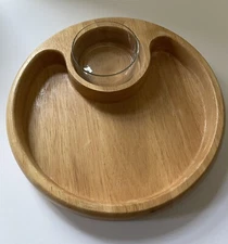 Preferred Stock Kitchenware Chip and Dip Server Wooden with Glass Bowl