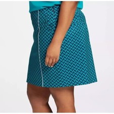   Lady Hagen Women's 17" Wrap Golf Skort Herringbone Turquoise size 16 NWT