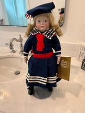 Franklin Heirloom Porcelain Doll Louisa w/ COA, Stand, Box. 15" tall. Excellent.