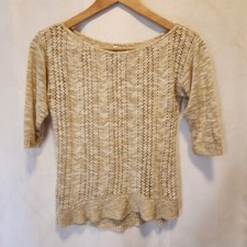 Absolutely Creative Worldwide Knit Sweater Women's S Beige 3/4 Sleeve USA Made