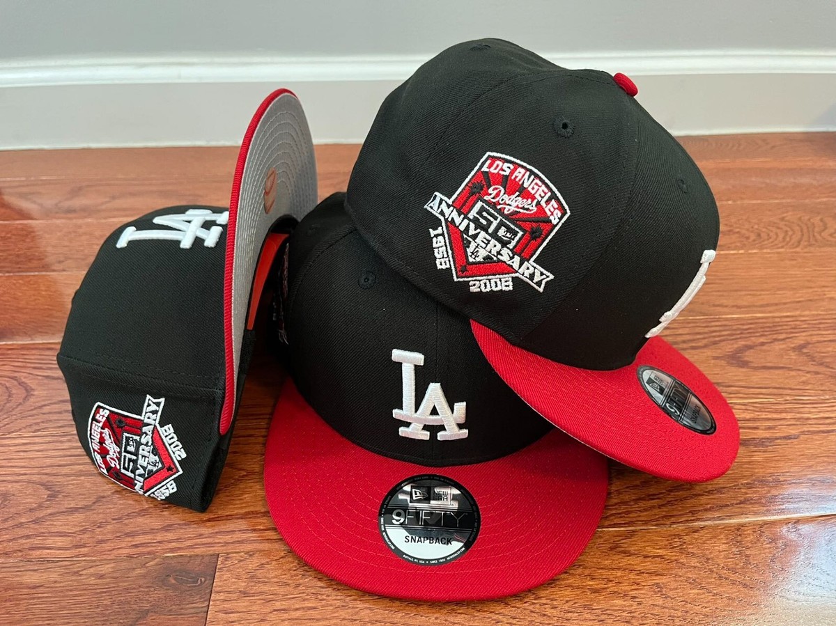 Los Angeles Dodgers キャップ レッド ブラック Los Angeles Dodgers New Eran MLB 50th Anniversary 9Fifty Snapback