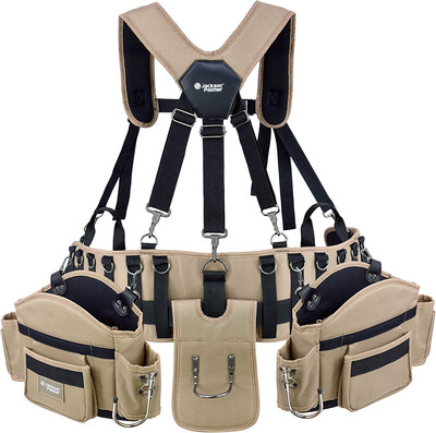Professional Comfort-Rig Tool Belt with Adjustable Suspenders (Detachable Pocket
