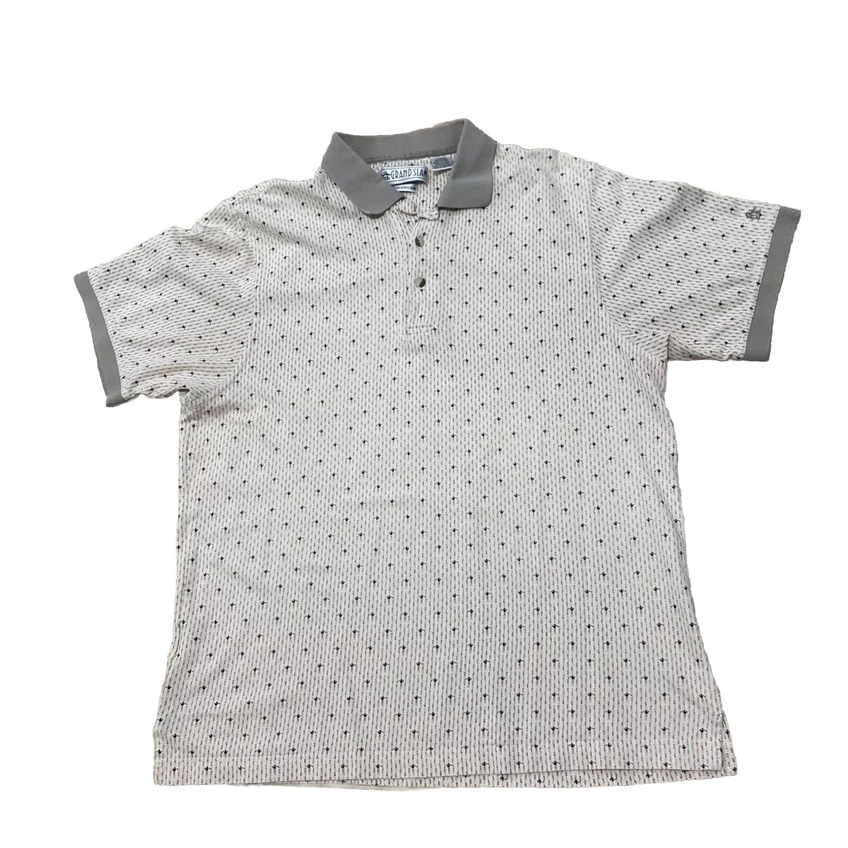 GRAND SLAM Knit Polo Shirt Men L Tan Vtg 90s Penguin Golfer