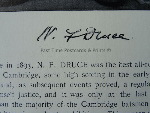 c1895 Antique Print N.F. DRUCE - CAMBRIDGE Famous Cricketers & Signature - Picture 2 of 3