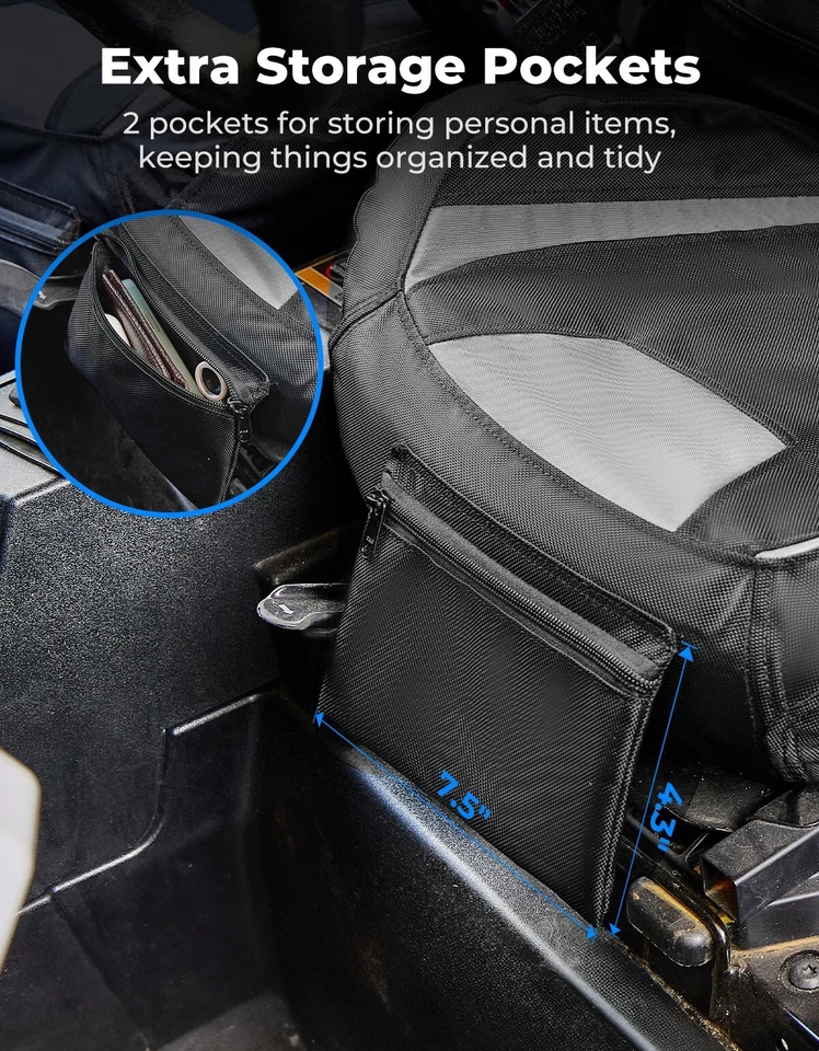 KEMIMOTO 1680D UTV Seat Covers W/ Pocket for Polaris RZR XP 1000 2014-2023 - Image 3 of 4