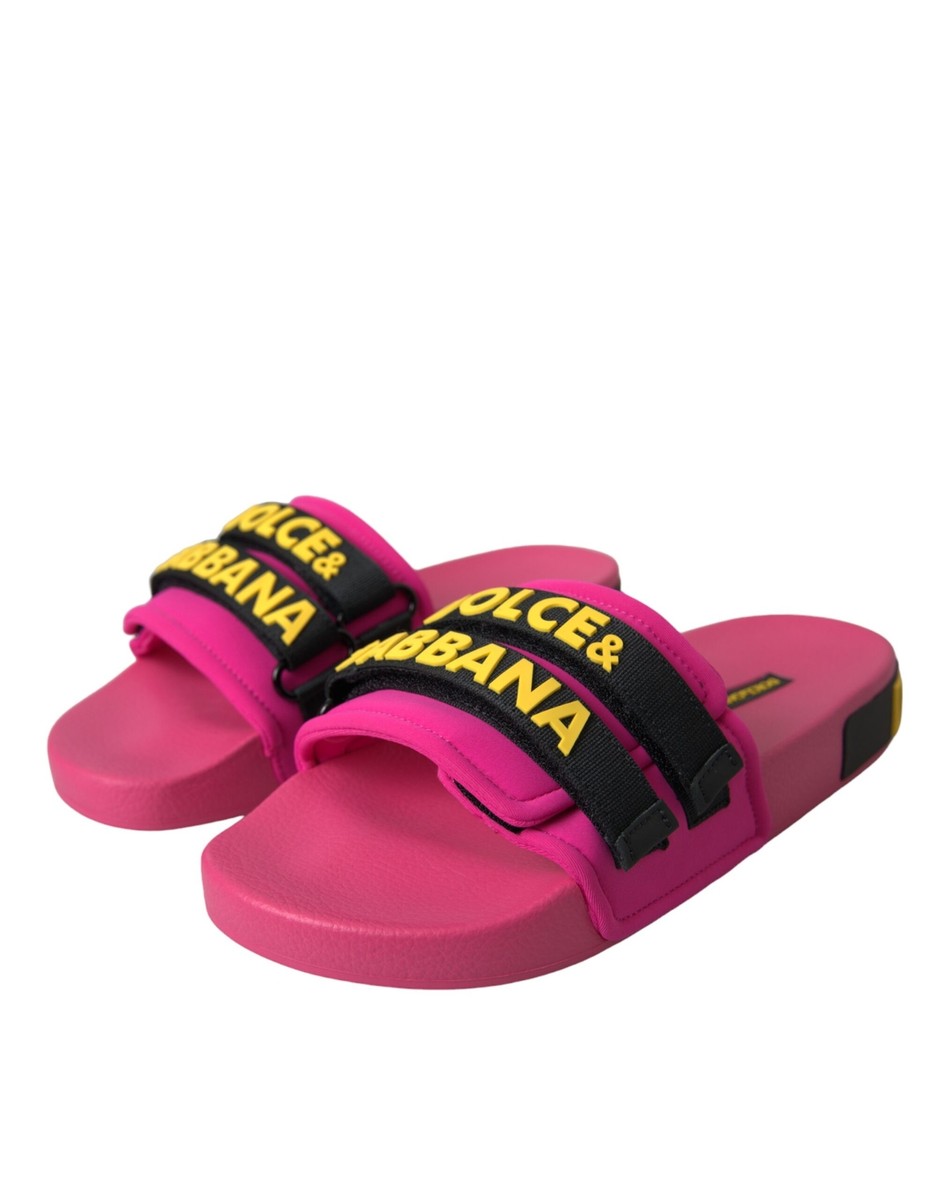 シューズ・サンダルその他 DOLCE & GABBANA Woman Flat sandals Pink CQ0634A6N91 HN5IG Dolce & Gabbana Pink Black Logo Beachwear Flats Sandals