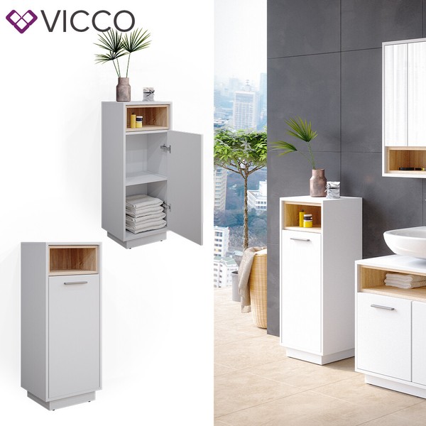 Badschrank Badezimmerschrank Midischrank Beatrice Weiß Badregal BadmöBel Vicco-image