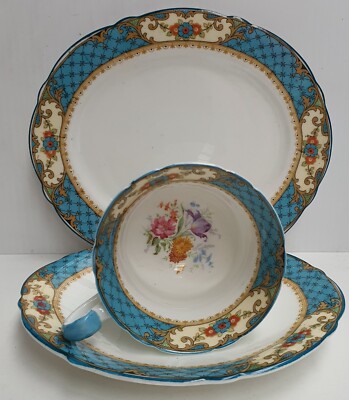 Antique Paragon Star China Fine Bone China Oval Trio c1923-33 RD744170 17x14.5cm