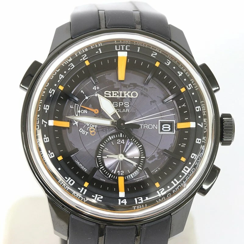 SEIKO ASTRON SBXA035 Solar GPS Watch Black Dial Stainless