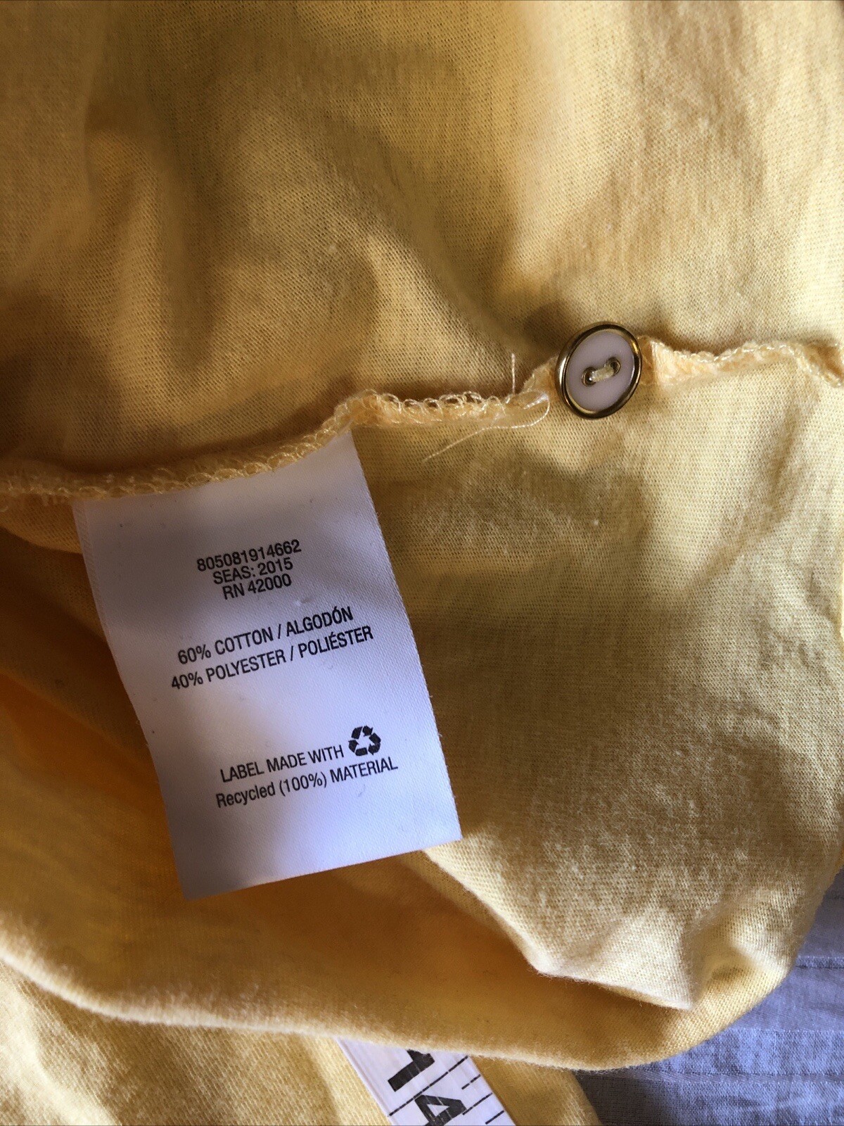 BASIC EDITIONS yellow SMALL TOP Buttons Denim Neck - image 8