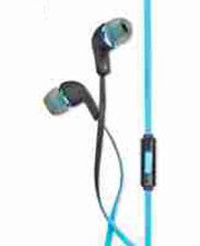 Polaroid Tangle-free Earbuds With In-line Mic, Blue Black