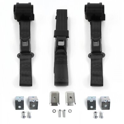 Early Cars 1933 - 1934 Standard 2pt Black Retractable Bench Seat Belt Kit w/ Bra