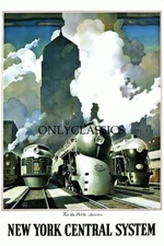 NEW YORK CENTRAL RAILROAD TRAIN STREAMLINE LOCOMOTIVE 12X18 TRAVEL ART POSTER