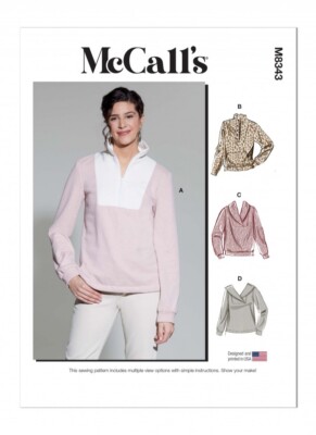 McCalls Schnittmuster 8343 Oberteile, Pullover Y (XS-S-M)