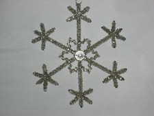 6 1/4"HANDCRAFTED GLISTENING MERCURY GLASS BEAD SNOWFLAKE CHRISTMAS ORNAMENT AA