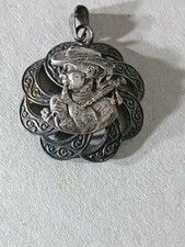 bijoux fantaisie ancien Argent Breton Joueur Biniou Pendentif