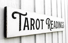 Tarot Readings Sign - Carved in a Solid Wood Board Rustic Distressed 