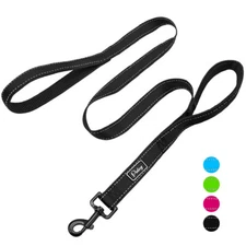 4ft Dog Leash with 2 Handle Reflective Nylon Padded Dual Handle Traffic Leads